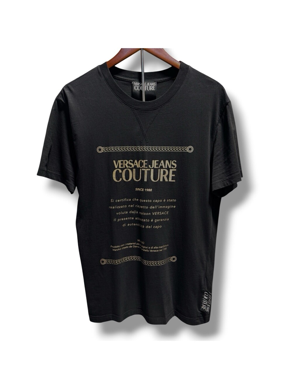 Versace Jeans Couture Black T-Shirt Big Logo Luxury Men Size L Black